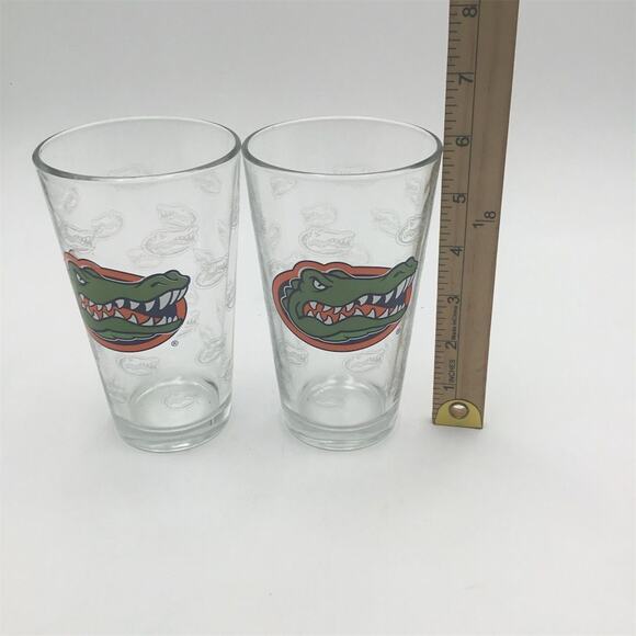 University of Florida Gators 16 oz Pint Glass Set of 2 Etched Logo - Picture 6 of 6